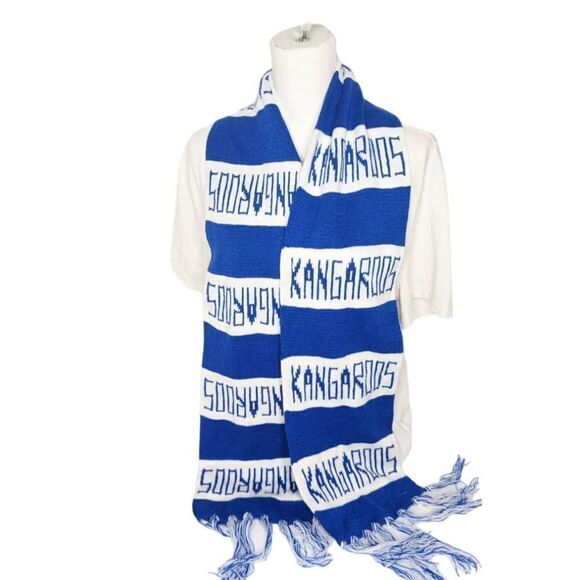 Kangaroos Knit Striped Pattern Blue White Scarf Lightweight - Picture 12 of 12